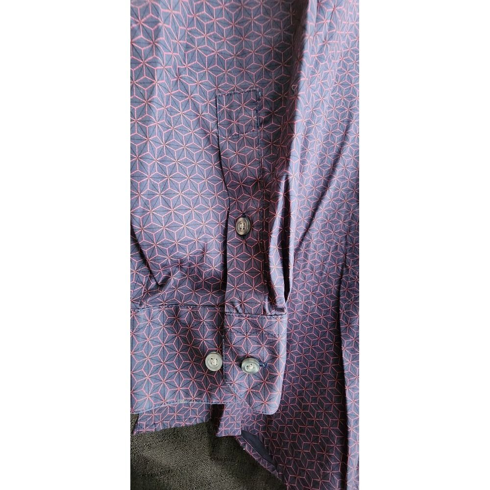 Alfani Mens Blue Red Collared Long Sleeve Slim Fit Button Up Shirt Size Large - Picture 2 of 7